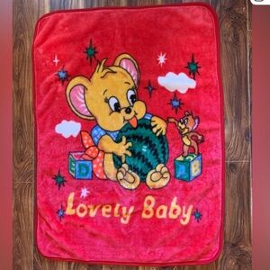 Vintage Red Teddy Bear & Mouse "Lovely
Baby" Fleece Blanket.
2670